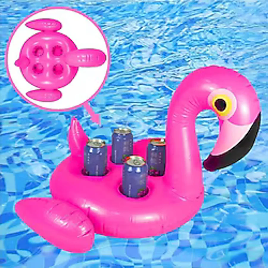 Elifeshop Büyük Boy Flamingo Tasarımlı Şişme 4lü Bardak Tutucu Bardaklık Havuz Deniz Plaj Eğlencesi Yaz Keyfi