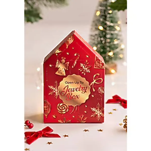 Elika Silver Kadın Yılbaşı Temalı 5 Bölmeli Takı Hediye Seti - Advent Calendar - Hediye Kutusu