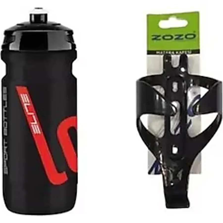 Elite Loli Siyah Bisiklet Matarası 600ml + Kafes
