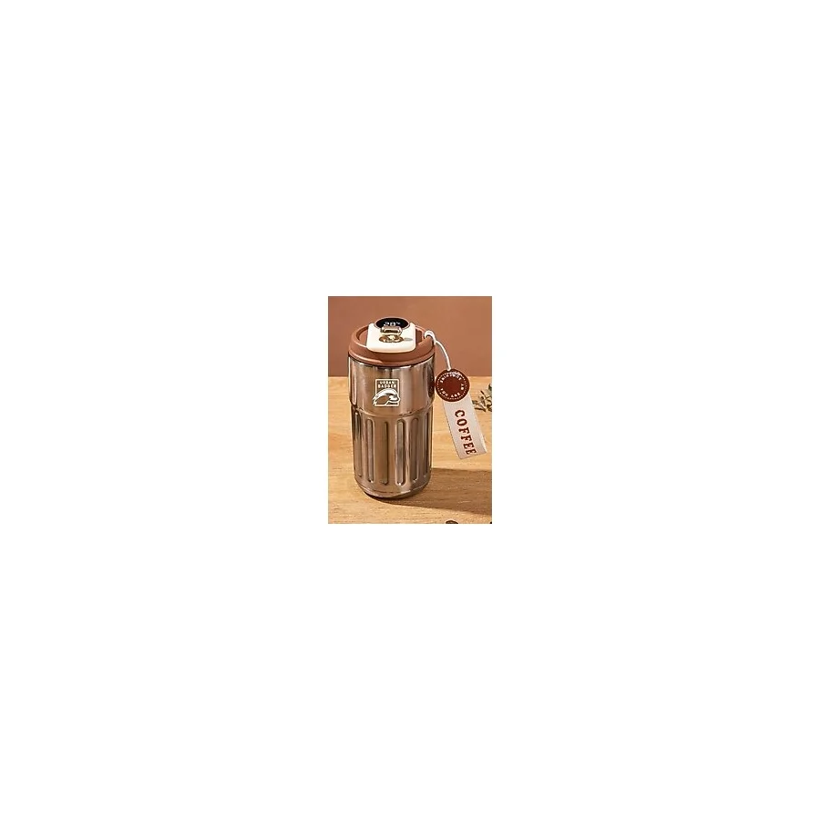Elivora Store Termometreli Çelik Kahverengi Termos 410 Ml, Dayanıklı Kamp Ekipmanları, Kamp Aksesuarları, Açık Hava Sporları, Doğa Sporları, Yürüyüş, Kamp Mutfağı, Kamp Malzemeleri - Option-1