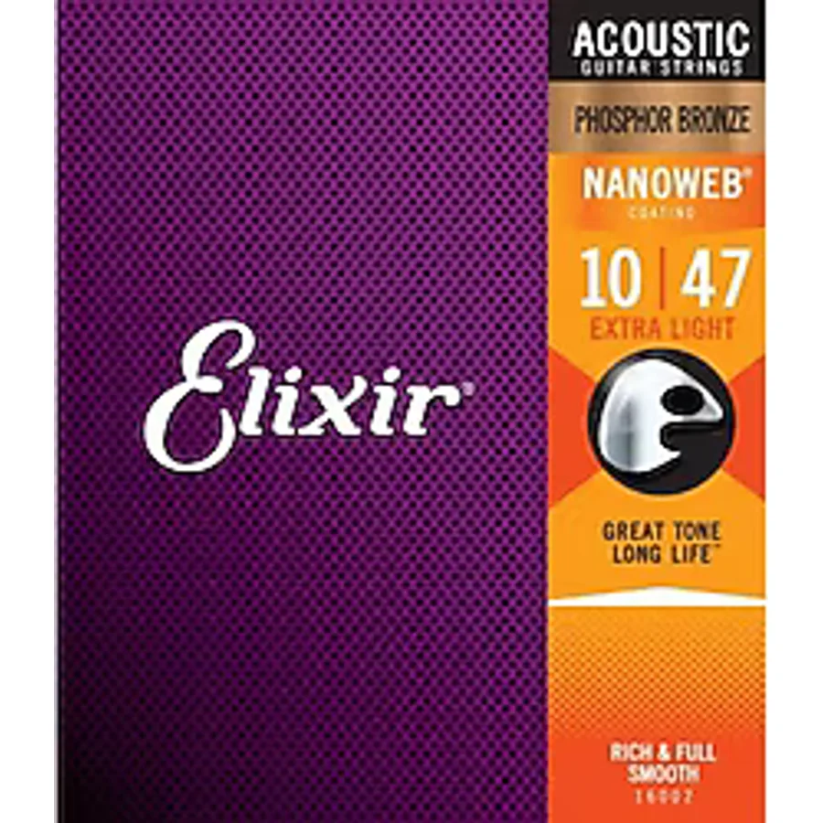 Elixir 16002 Nanoweb Phosphor Bronze 10-47 Akustik Gitar Teli