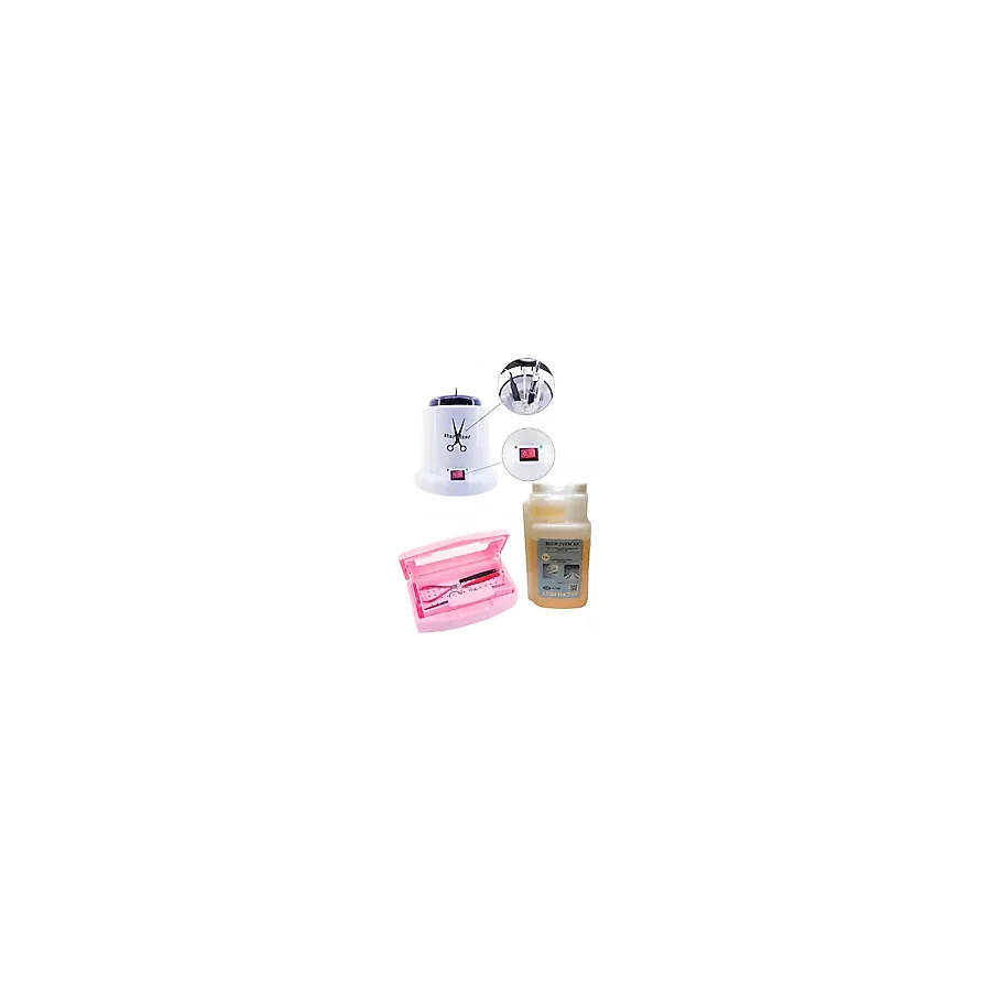ELLEA NAIL 100 W Sterılızasyon Makinesi Ve Microvem Dezenfektan Sıvı 1 Lt Asansörlü Steril Kutusu