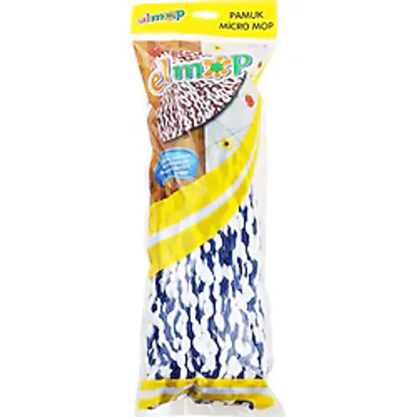 Elmop PM02 Yedek Islak Vidalı Mop Paspas Püskül Ucu - Pamuklu Mikrofiber İpli Mop Yedeği Başlığı