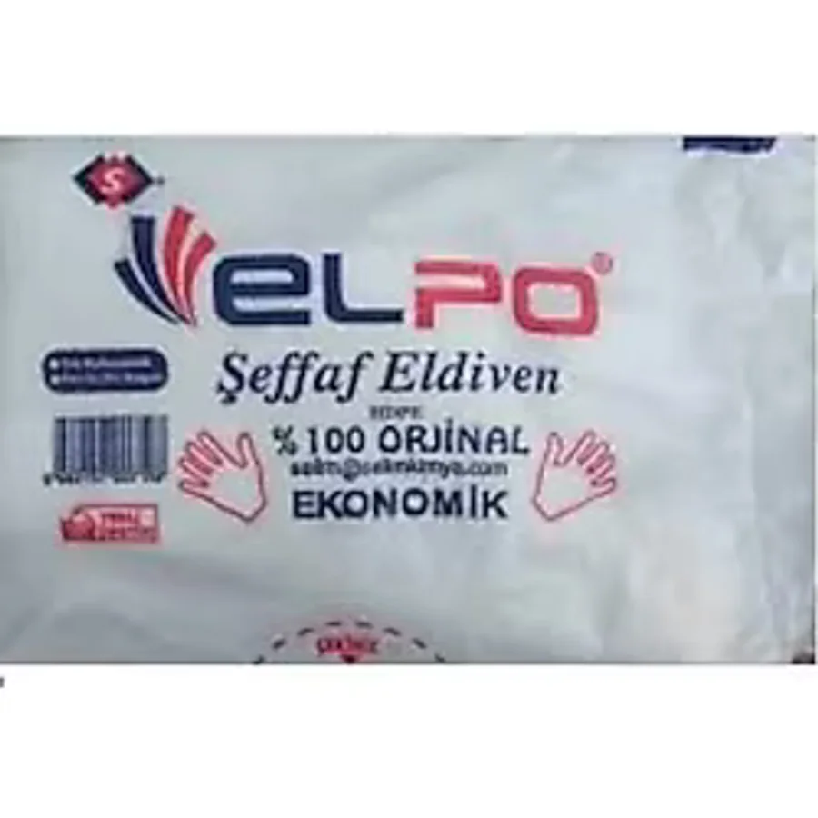 Elpo Şeffaf Tek Kullanımlık Büyük Boy (L) 100'lü Poşet Eldiven