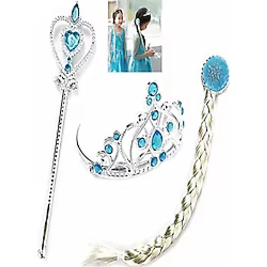 Elsa Tacı 3lü Set Taç Saç Sihirli Değnek Çocuk Eğitici Oyuncaklar