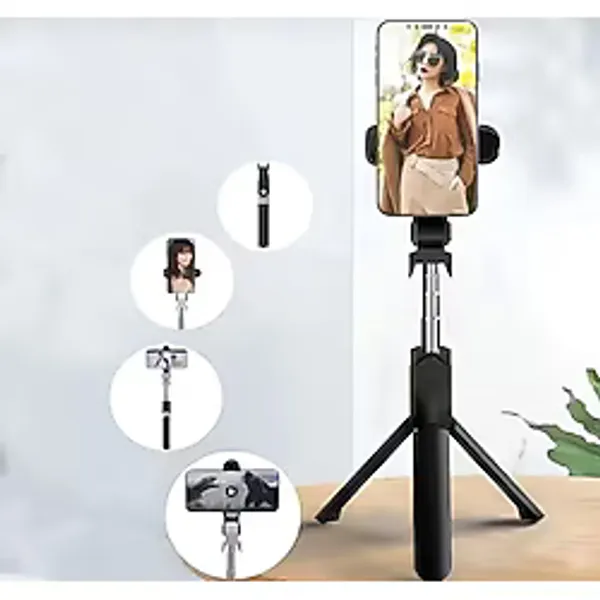 ELSE NIPPON Düz Siyah Bluetooth Kumandalı Selfie Çubuğu-monopod Telefon Tutucu