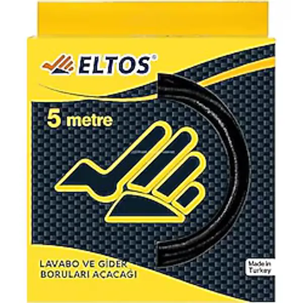 Eltos Lavabo Açma Teli, 6 mm Kalınlık, Dayanıklı, Metal Tel, Lavabo ve Gider Borusu Açacağı, Tıkanıklık Giderici, Spiral Tel, Ergonomik Sap, Kolay Kullanım, Lavabo, Tuvalet, Banyo, Gider Açıcı (5 M)