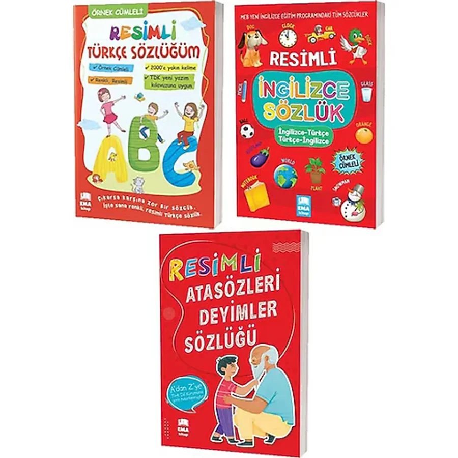 Ema Kitap Resimli Türkçe Ingilizce Ve Atasözleri Deyimler Sözlükleri - 3 Kitap Set Tdk Uyumlu