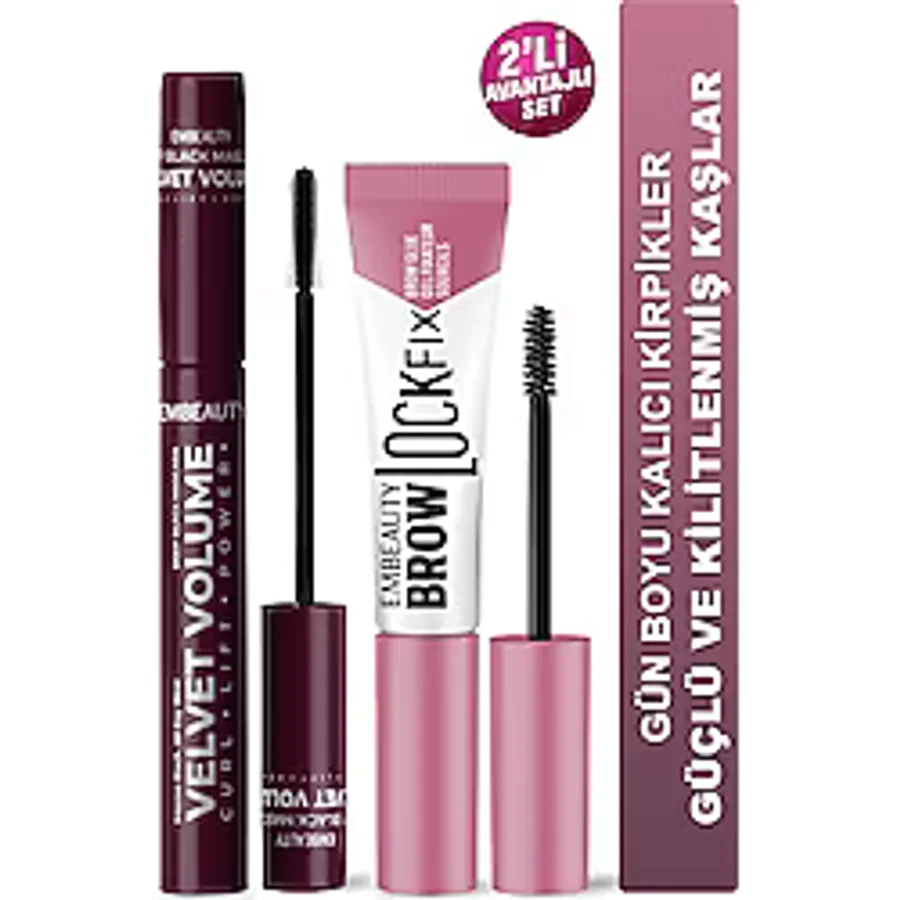 Embeauty Ultra Siyah Dolgunlaştırıcı Maskara ve Brow Lock Fıx Kaş Sabitleyici Maskara