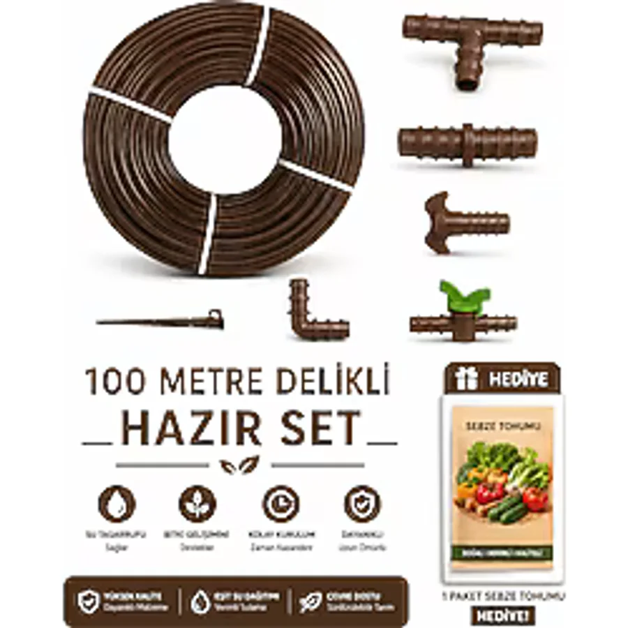 Emek 100 Metre Kendinden Delikli Damla Sulama Sistemi Ek Parçaları Damlama Borusu