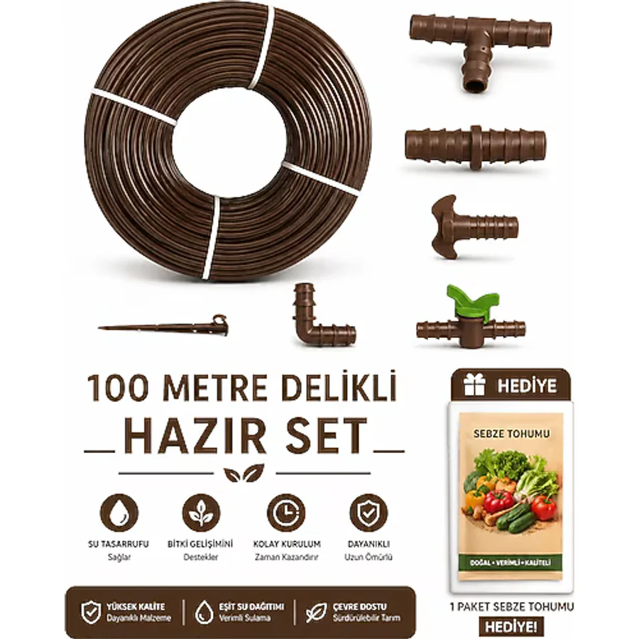 Emek 100 Metre Kendinden Delikli Damla Sulama Sistemi Ek Parçaları Damlama Borusu