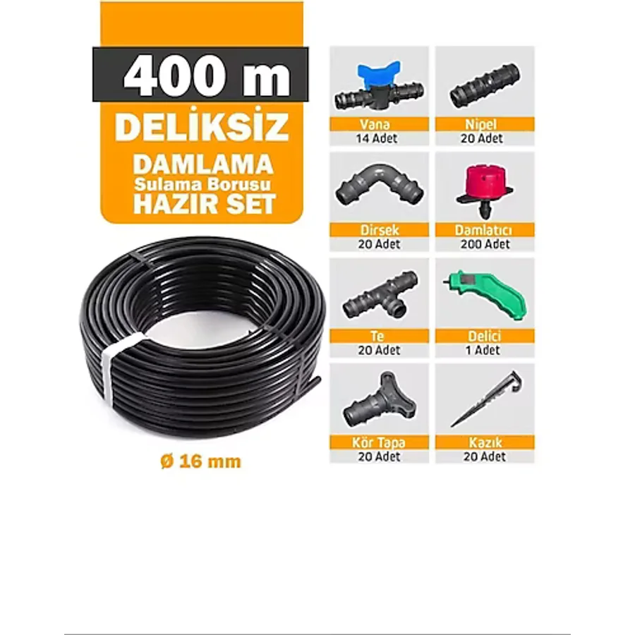 Emek Eltar 400 Metre Deliksiz Düz Damla Sulama Sistemi Ve Ek Parçaları