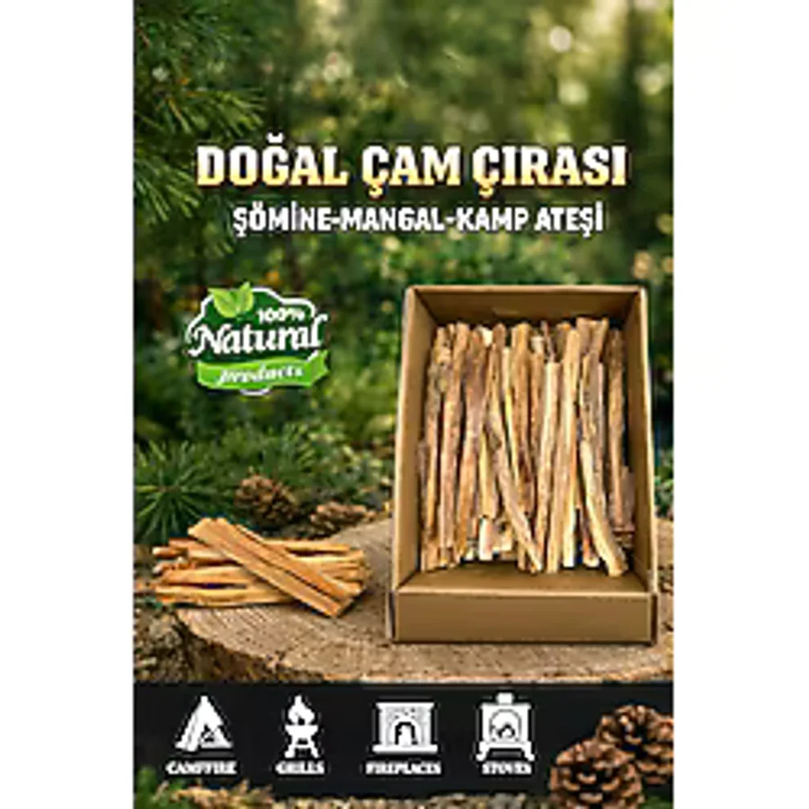 EMENS Doğal Çam Çırası yağlı, yüksek reçine 1 kg mangal, soba, şömine, barbekü tutuşturucu
