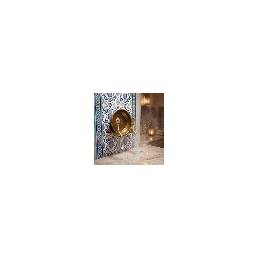 EMFA AKSESUAR Antik Eskitme Kurna Seti - Hamam Muslukları Seti 2 Adet Antik Gold Musluk 1 Adet Ağır Hamam Tası