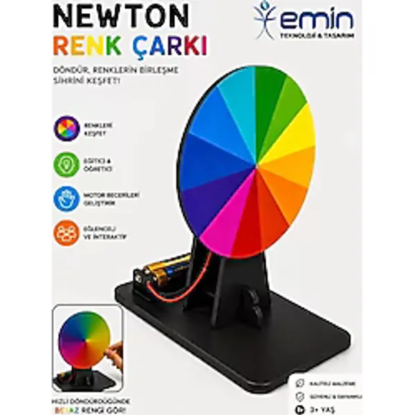 Emin İş Newton Renk Çarkı Yapım Seti 1 Adet Fen Bilimleri Deney Setleri Okul Sınıf Nevton Çarkı