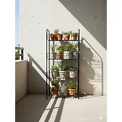 Emkatex 4 Katlı Metal Çiçeklik Dekoratif Lüks Bahçe Mobilyası Bahçe Balkon Raf Saksılık (80x40x23 cm)