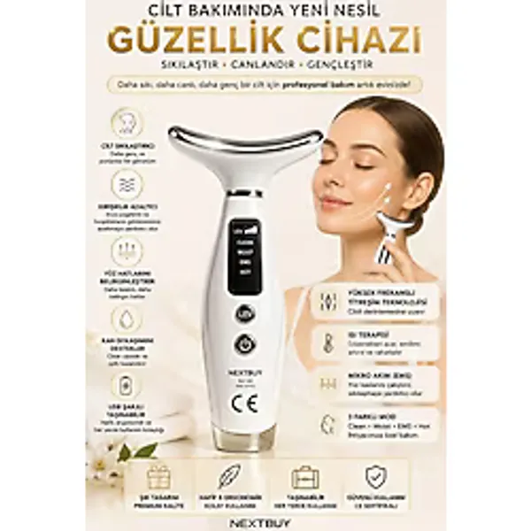 Ems Gıdık El Tipi Anti-Aging Sıkılaştırıcı Boyun Sarkma Yüz Boyun Kaldırma LED Güzellik Masaj Aleti