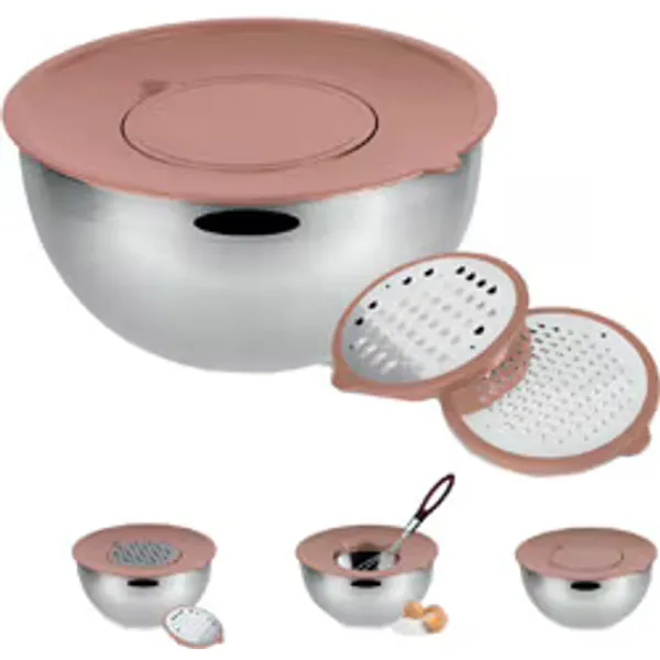 Emsan Demre 3 in 1 Çok Amaçlı Karıştırma ve Saklama Kabı Golden Pink