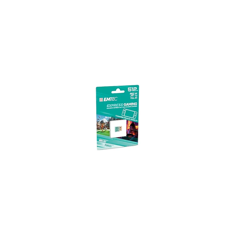 Emtec, Microsdxc 512GB Uhs-I U3 V30 A1 Express Gaming, Nintendo Switch 2 ile Uyumlu, 880MB/S'YE Kadar Yüksek Hız, Genişletilmiş Bellek, Video Oyunları ve Uygulamalar İçin Ideal