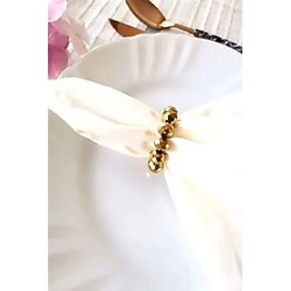 Emtory Home 6 Adet Gold Kristal Top Boncuklu Peçete Yüzüğü