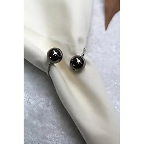 Emtory Home Füme Füme Füme 12 Adet Gümüş Füme Metal Halkalı Peçete Yüzüğü