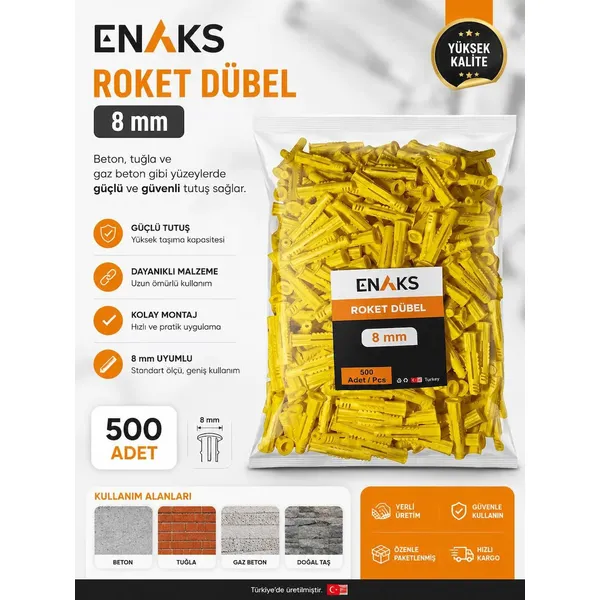 Enaks Roket Dübel 8mm (500'LÜ Paket)