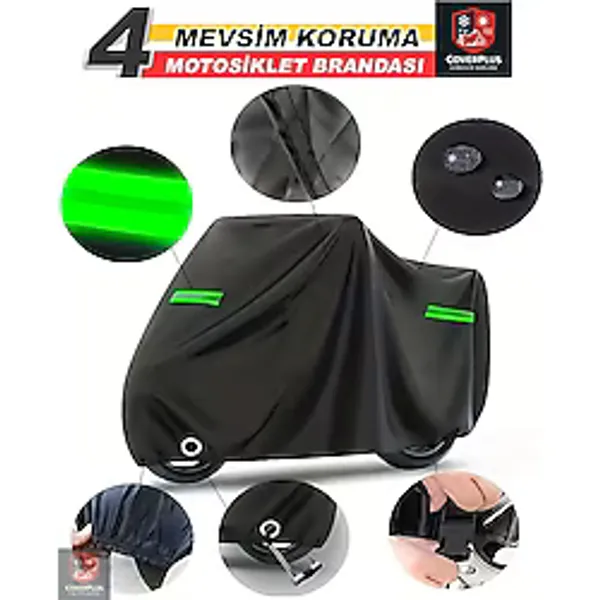 Encover Honda Forza 750 Reflektörlü Siyah Branda,motosiklet Brandası,motor Branda Motor Örtüsü (Güvenlik Kilidi ve Bağlantı Tokalı) - Siyah - Reflektörlü Çanta UYUMSUZ