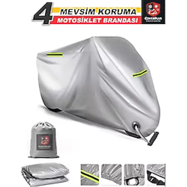 Encover Rks Freccia 150 Reflektörlü Gri Branda,motosiklet Brandası,motor Branda Motor Örtüsü (Güvenlik Kilidi ve Bağlantı Tokalı) - Gri - Refrektörlü Çanta Uyumsuz