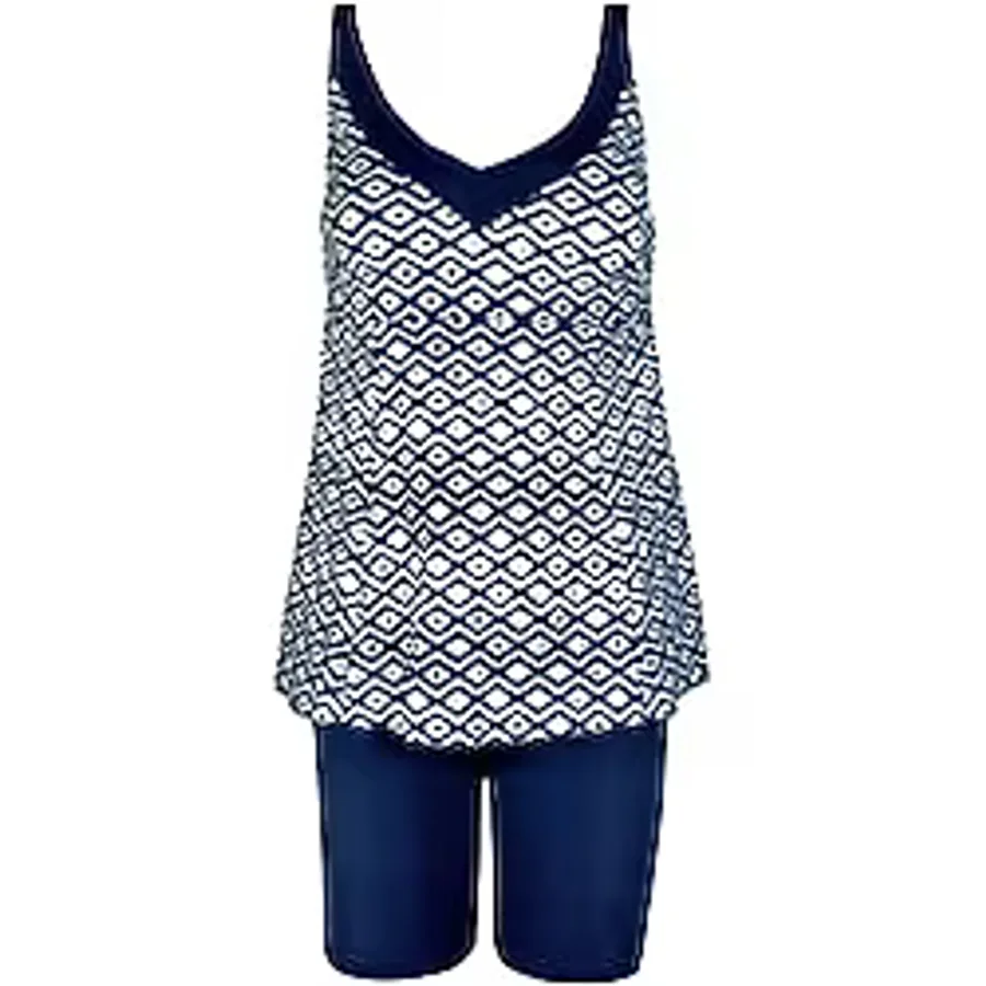 Endeep Kadın Lacivert Geometrik Desenli Tankini Takımı