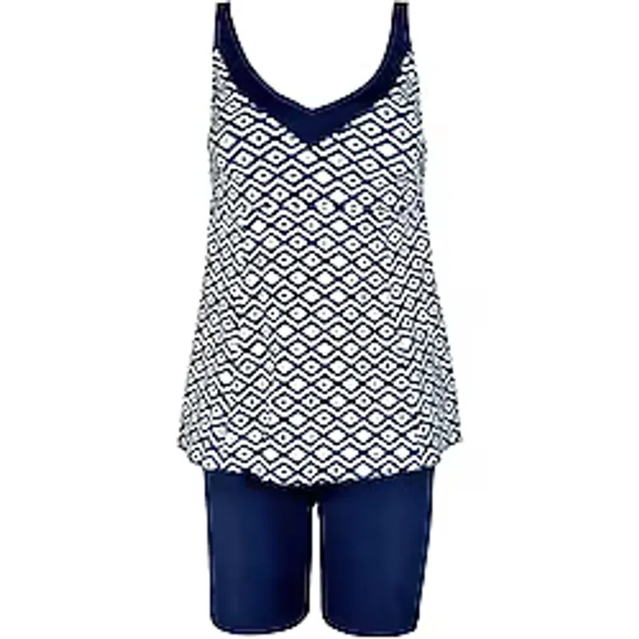 Endeep Kadın Lacivert Geometrik Desenli Tankini Takımı