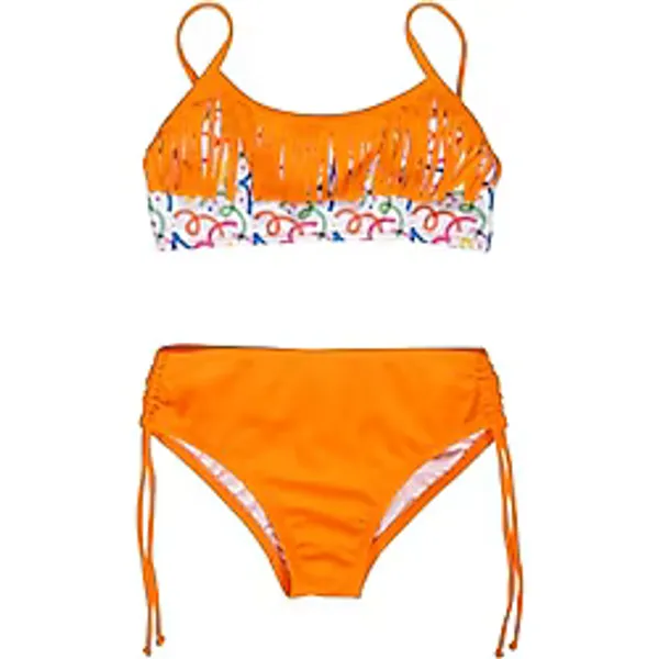 Endeep Kız Çocuk Püskül Detaylı Turuncu Bikini Takımı