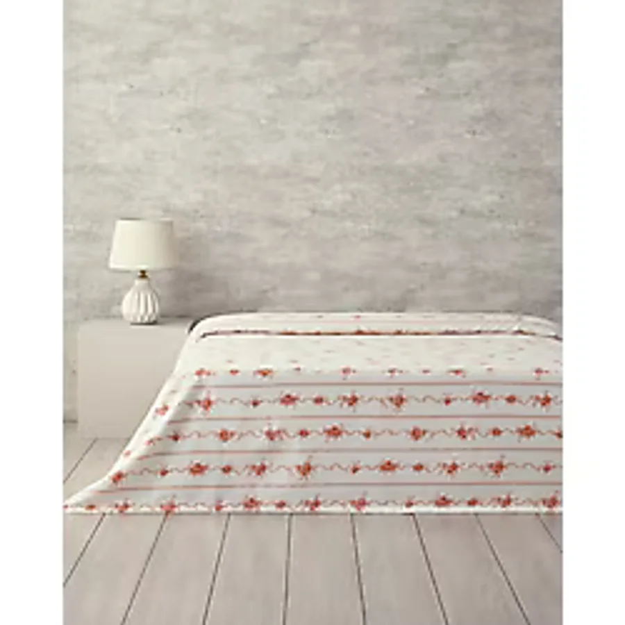 English Home Flower Line Çift Kişilik Pike Turuncu - Beyaz - Turuncu