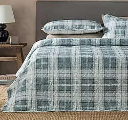English Home Static Check Çift Kişilik Yatak Örtüsü Takımı