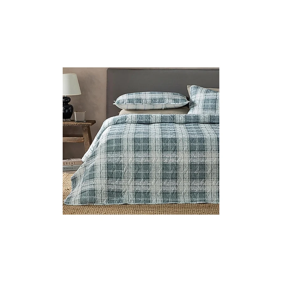 English Home Static Check Çift Kişilik Yatak Örtüsü Takımı