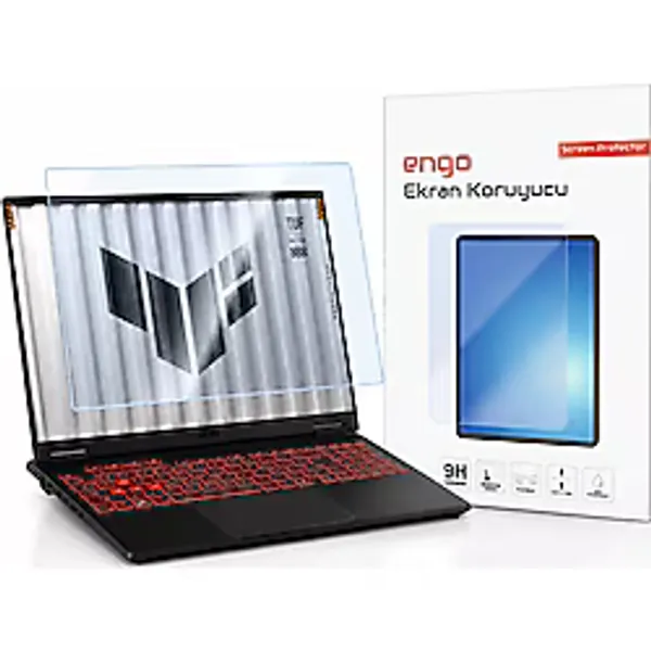 Engo ASUS Tuf Gaming A16 16 İnç İle Uyumlu Ekran Koruyucu Notebook, 9H Temperli Kırılmaz Esnek Nano Cam, Çizilmeye Ve Darbeye Dayanıklı Laptop Koruma, HD Şeffaf