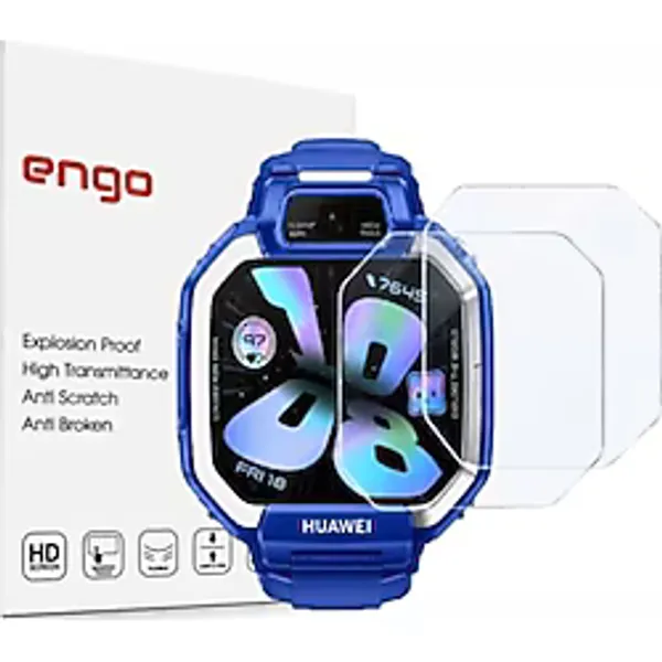 Engo Huawei Watch Kids X1 İle Uyumlu Ekran Koruyucu Nano Parlak Çizilmeye Dayanıklı Akıllı Saat Koruması, 9h Kırılmaz Esnek Cam, Hd Şeffaf 2 Adet