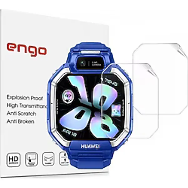 Engo Huawei Watch Kids X1 İle Uyumlu Ekran Koruyucu Tpu, Tam Kaplayan Akıllı Saat Koruması 2 Adet, Çizilmeye Dayanıklı Şeffaf Koruma