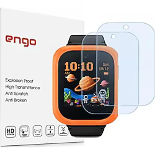 Engo Tcl Kids Watch K5 İle Uyumlu Ekran Koruyucu Nano Parlak Çizilmeye Dayanıklı Akıllı Saat Koruması, 9h Kırılmaz Esnek Cam, Hd Şeffaf 2 Adet Mt50v