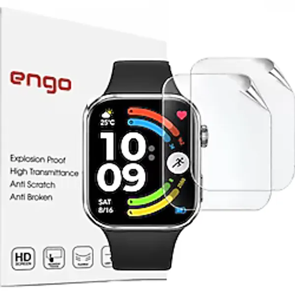 Engo Xiaomi Redmi Watch 6 Active İle Uyumlu Ekran Koruyucu TPU, Tam Kaplayan Akıllı Saat Koruması 2 Adet