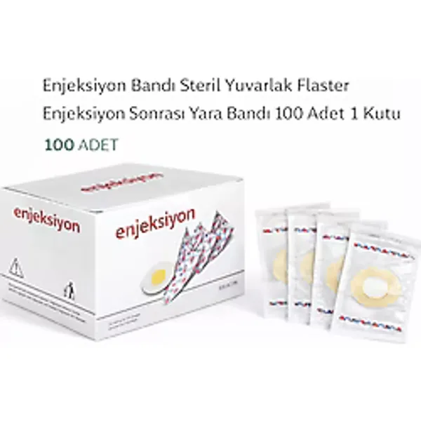 Enjeksiyon Bandı Steril Yuvarlak Flaster Enjeksiyon Sonrası Yara Bandı 100 Adet 1 Kutu