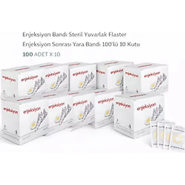 Enjeksiyon Bandı Steril Yuvarlak Flaster Enjeksiyon Sonrası Yara Bandı 100'LÜ 10 Kutu