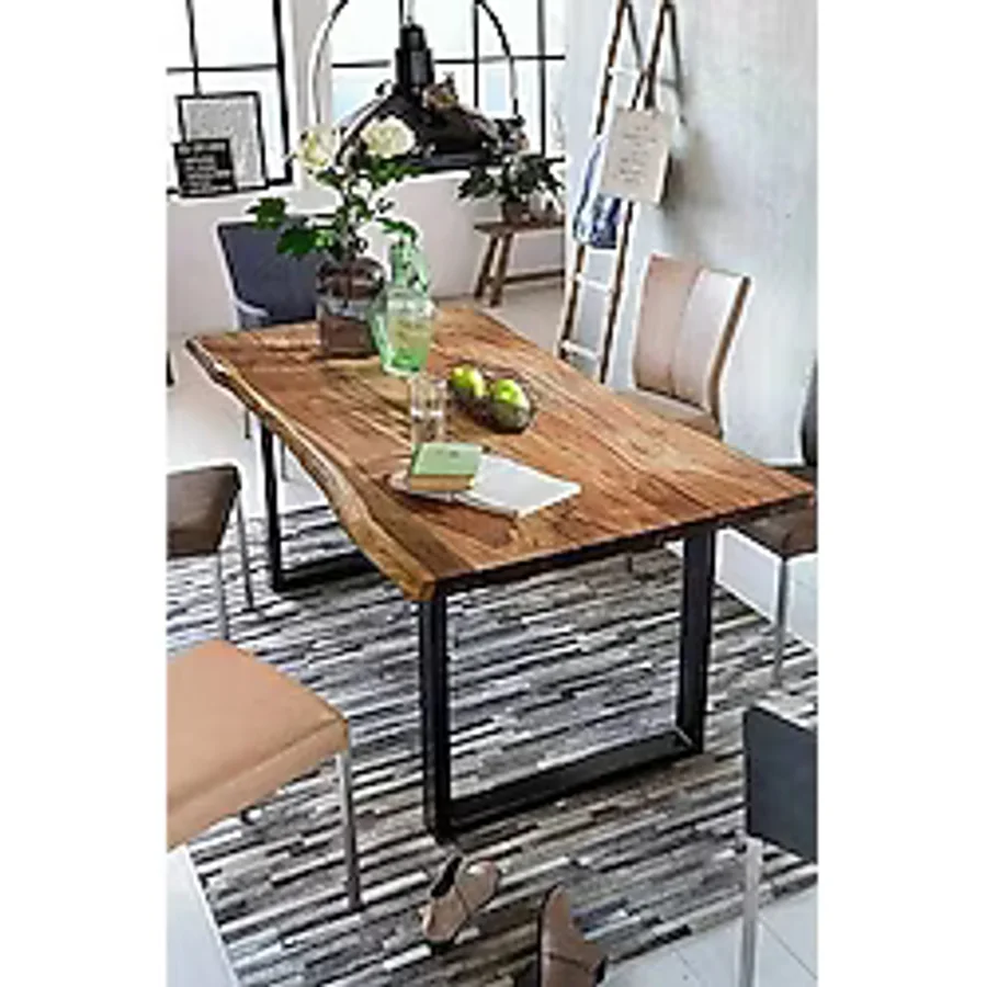 Enjoy Life Ahşap Kütük Yemek Masası Kare Ayak - 100 x 200
