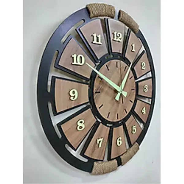 Enma Life Fosforlu Mdf Kemençe Ahşap Analog Duvar Saati
