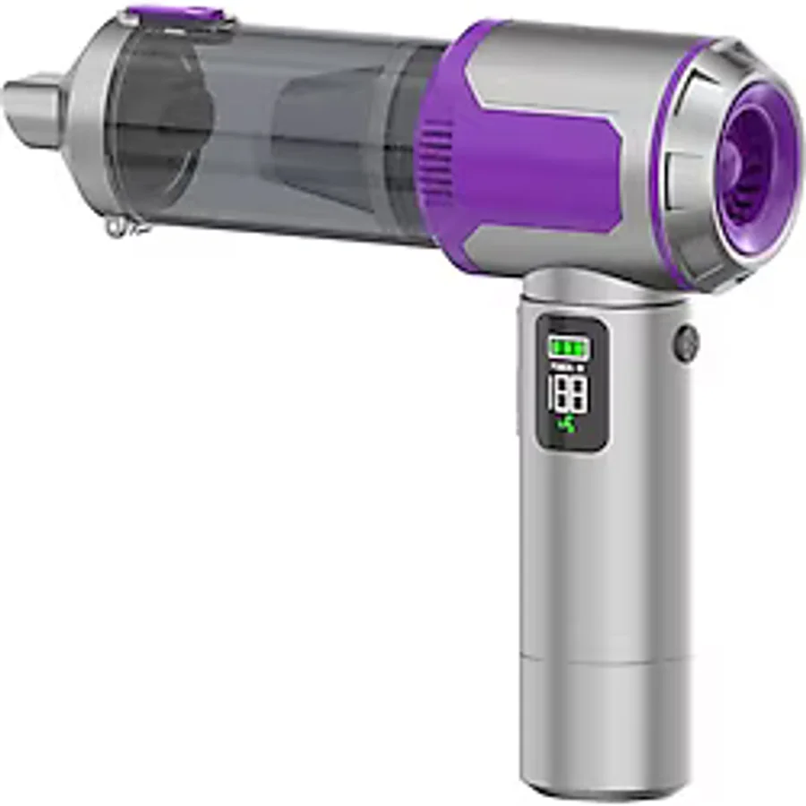Enshall 22.000PA Gulony Şarjlı 15.000MAH 3 Kademeli Ultra Güçlü Fırçasız Motor 100W Araç Süpürgesi HL-161 - Gri