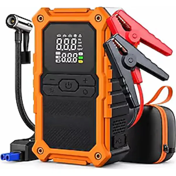 Enshall 24.000MAH Şarjlı Akü Takviye Cihazı Çantalı 2000A Tepe Akımlı Oto Hava Kompresör Powerbank