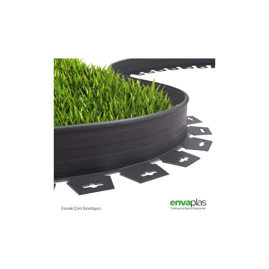 Envaplas Pratik Garden Çim Ayırıcı 25 mt Antrasit Sınırlayıcı Taş Toprak Çim Ayracı - Bariyeri - 1 x 25 m