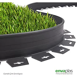 Envaplas Pratik Garden Çim Ayırıcı 25 mt Antrasit Sınırlayıcı Taş Toprak Çim Ayracı - Bariyeri - 1 x 25 m