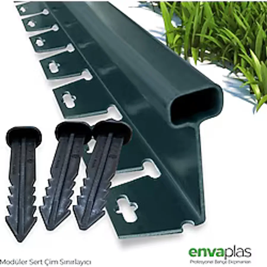 Envaplas Pratik Garden Yeşil Strong Düz Sert Çim Ayırıcı 25 Mt(10x2,5 Mt) Sınırlayıcı Ayıracı Taş Toprak Bariyer
