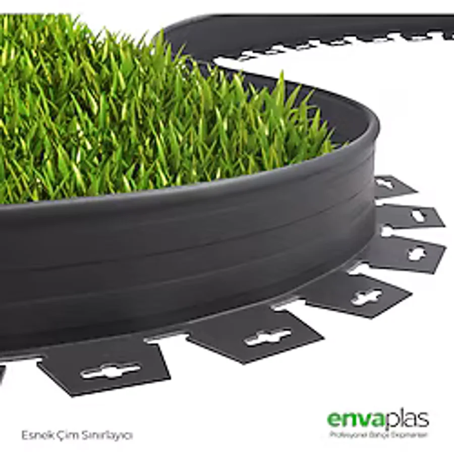 EnvaPlas Profesyonel Bahçe Ekipmanları Pratik Garden Çim Ayırıcı 25 M Antrasit Çim Sınırlayıcı Taş Toprak Ayıracı Çim Ayracı Çim Bariyeri