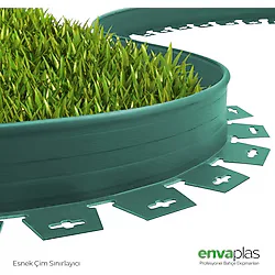 EnvaPlas Profesyonel Bahçe Ekipmanları Pratik Garden Çim Ayırıcı 25 M Yeşil Çim Sınırlayıcı Taş Toprak Ayıracı Çim Ayracı Çim Bariyeri